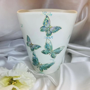 Virágkaspó - zöld pillangós