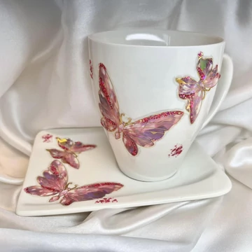 Kávés Bögre - Rózsaszín Pillangó