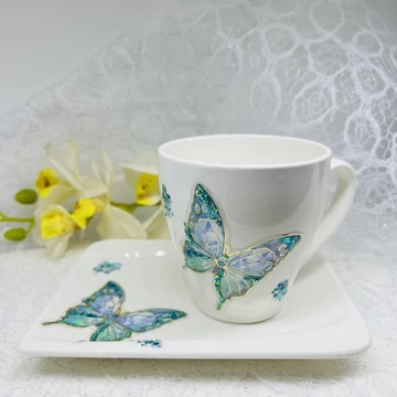 Kávés csésze - Zöld Pillangó