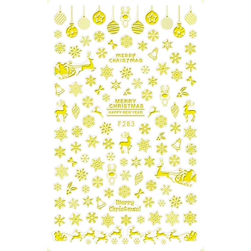 Körömdíszítő - Karácsonyi Matrica - F283 - Arany