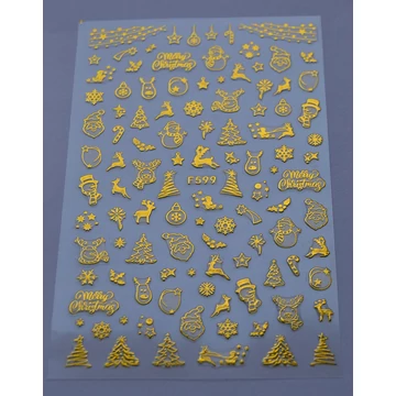 Körömdíszítő - Karácsonyi Matrica - F599 - Arany