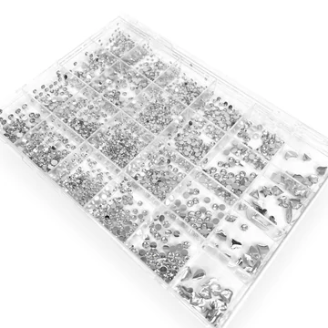 Körömdíszítő Kő - Box - Clear Több méret - Forma kővel - Go2680-148 -