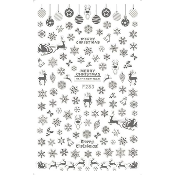 Körömdíszítő -Karácsonyi Matrica - F283 - Ezüst