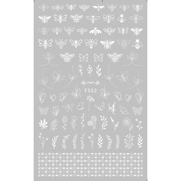 Körömdíszítő - Matrica - F552 - Fehér