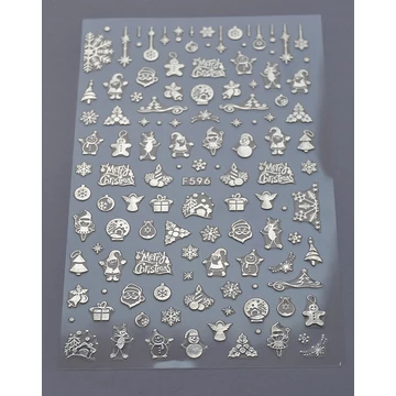 Köröm Matrica  - F596 - Ezüst Karácsonyi