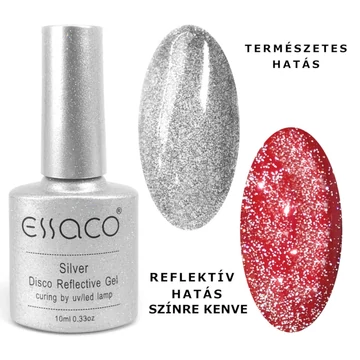 Essaco - Silver- Disco Reflektive Top - 10Ml -Fényzselé- Fixálás Mentes