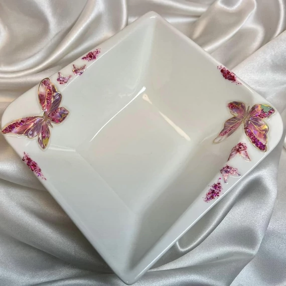 Kínáló tál - Rózsaszín pillangós