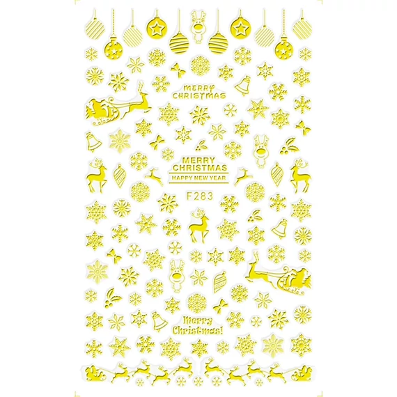 Körömdíszítő - Karácsonyi Matrica - F283 - Arany