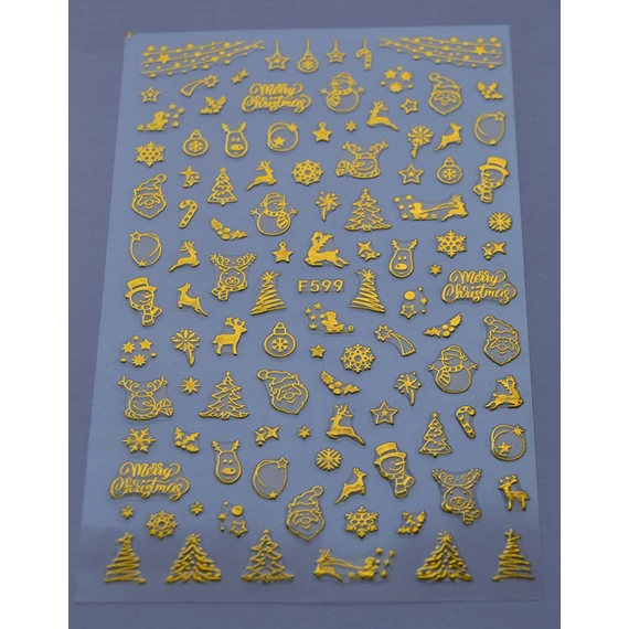 Körömdíszítő - Karácsonyi Matrica - F599 - Arany