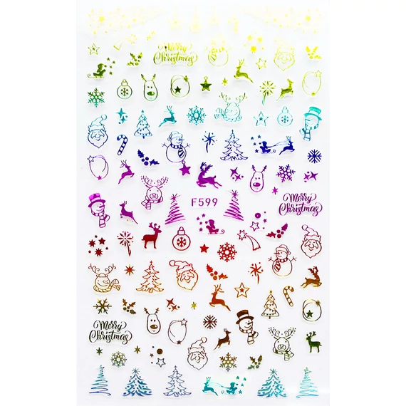 Körömdíszítő - Karácsonyi Matrica - F599 - Színes