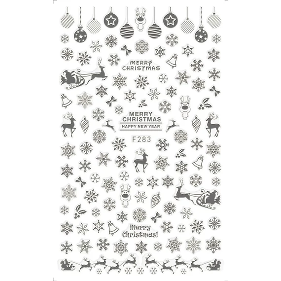 Körömdíszítő -Karácsonyi Matrica - F283 - Ezüst