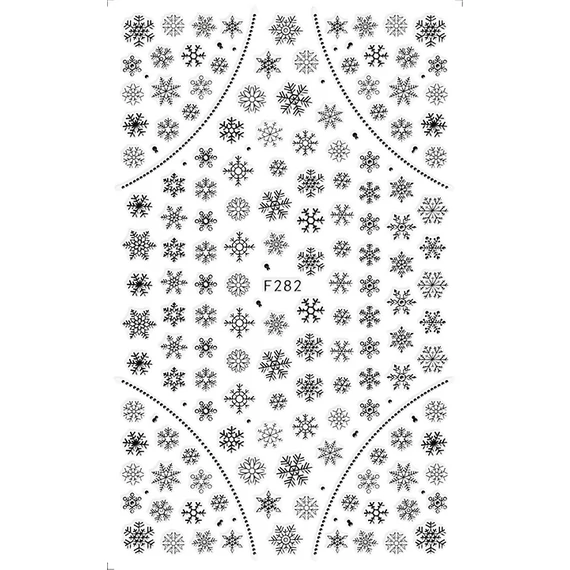 Körömdíszítő -Karácsonyi Matrica - F282 - Fekete