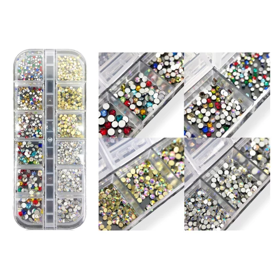 Körömdíszítő Kő -  Arany / Ezüst / Színes - Qqs-221169