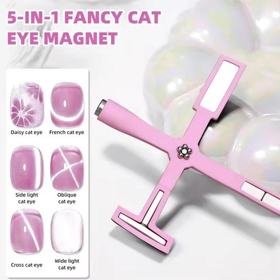 5 az 1-ben Multifunkcionális Cat Eye Nail Art mágnes - Pink